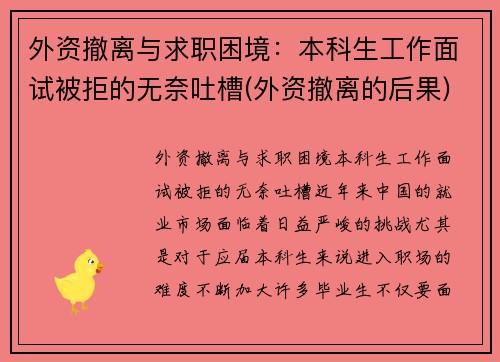 外资撤离与求职困境：本科生工作面试被拒的无奈吐槽(外资撤离的后果)