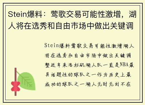 Stein爆料：莺歌交易可能性激增，湖人将在选秀和自由市场中做出关键调整