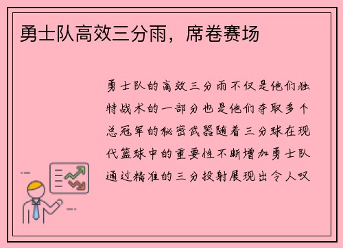 勇士队高效三分雨，席卷赛场